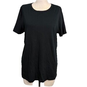 Jenni Kayne Black Cotton Short Sleeve Crewneck Tee Minimalist USA Made S